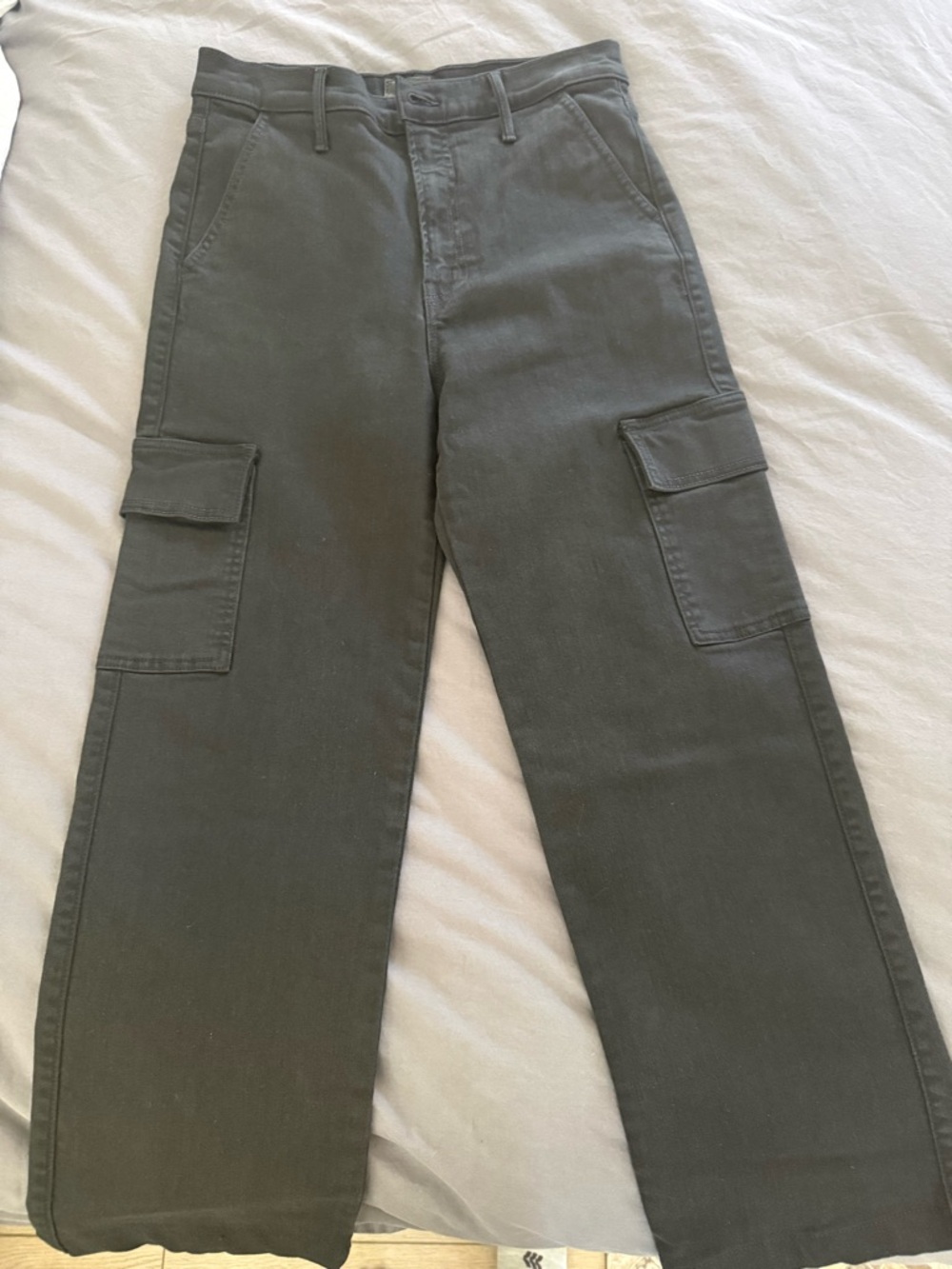 MOTHER High-Rise Cargo Jeans in Olive Green